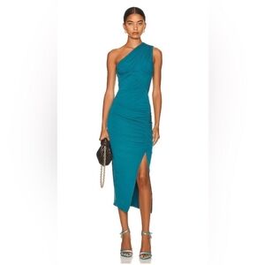 Elegant Teal One-Shoulder Dress